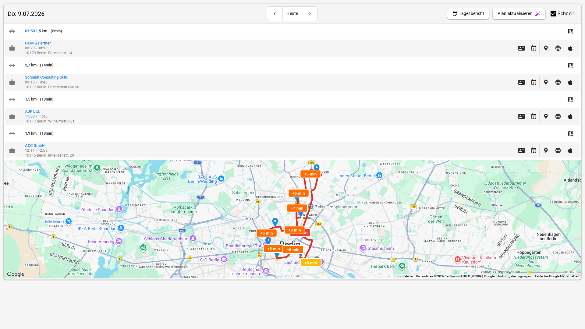 Tagestour mit Verkehrsinfos