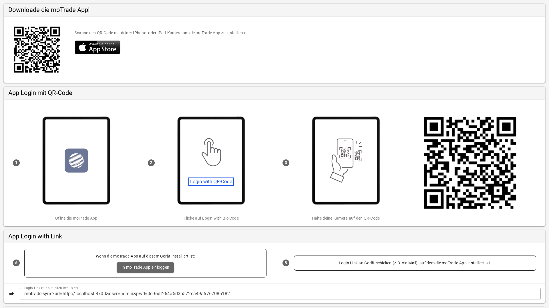 einfache App Anmeldung mit QR Code