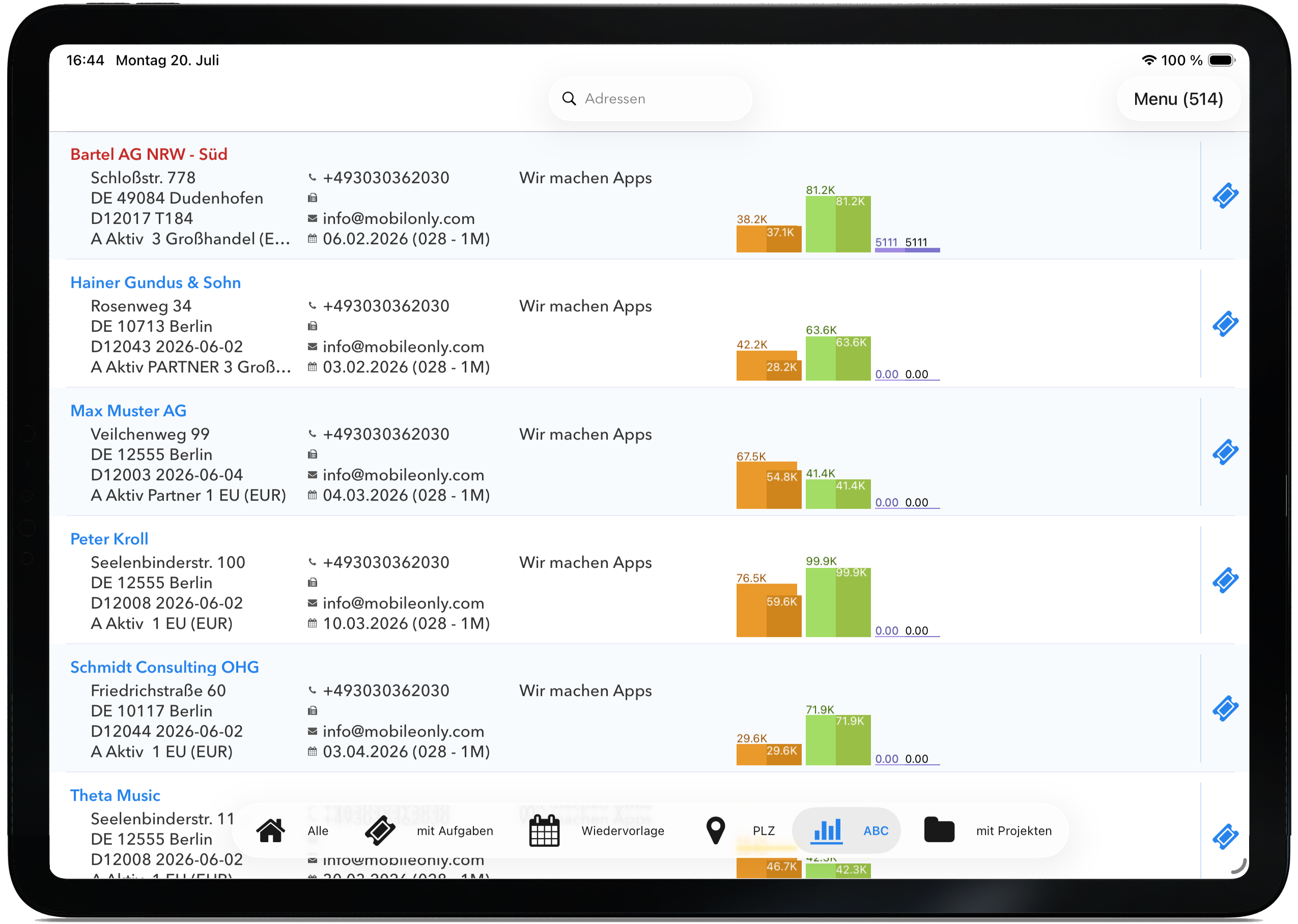 iPad: Adressverwaltung
