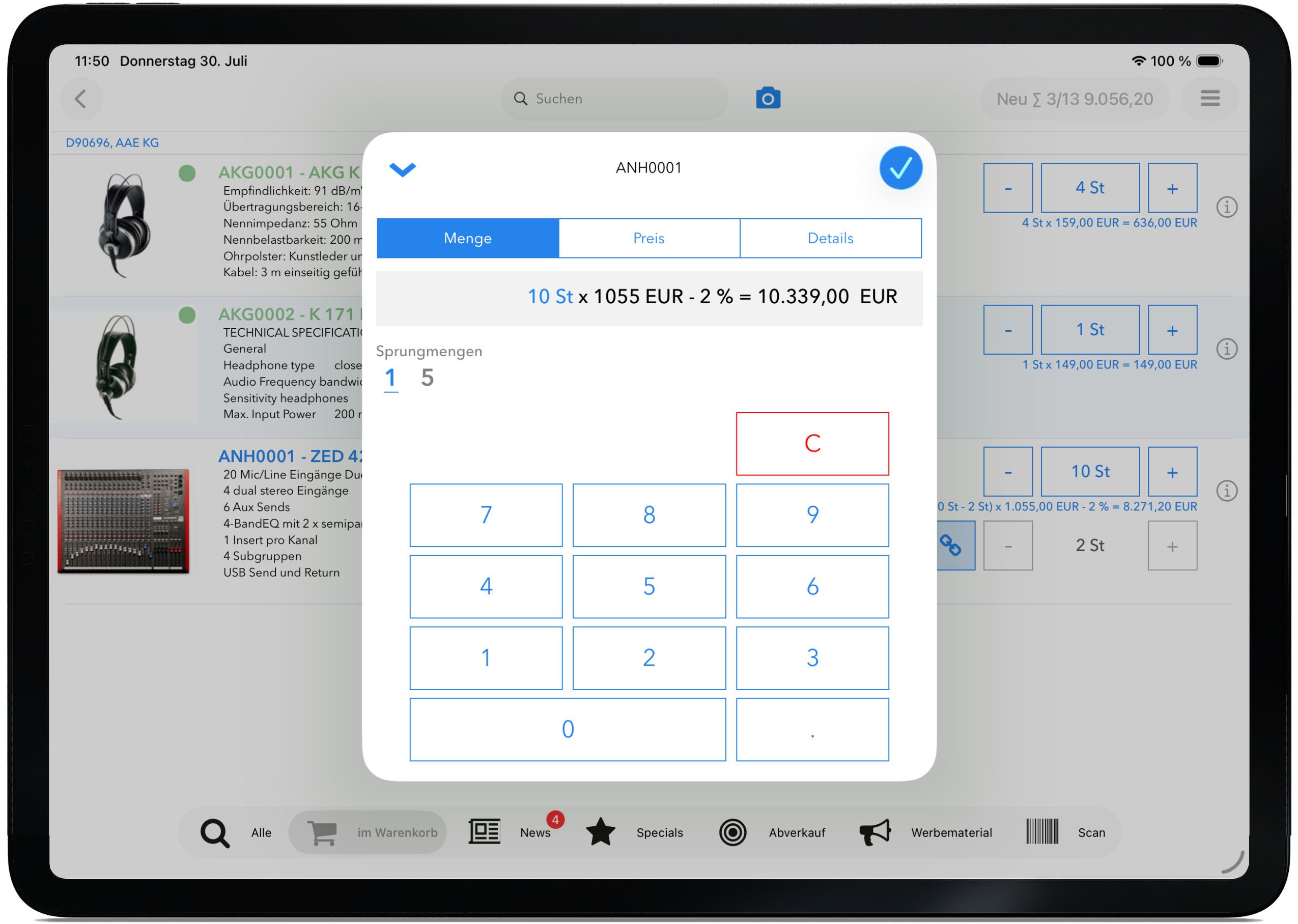 iPad: integrierte Preisfindung